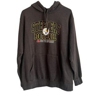NFL Team Apparel STEELERS Football Hoodie Size L Gray NFL Graphic Sweatshirt